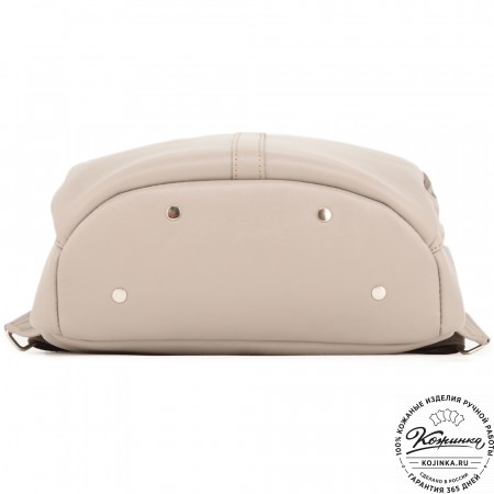 Кожаный рюкзак "Памела XL" (бежево-серый)