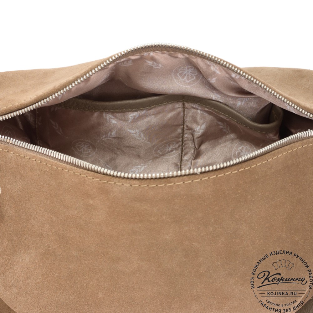 Женская кожаная сумка "Тойс" велюр (капучино)