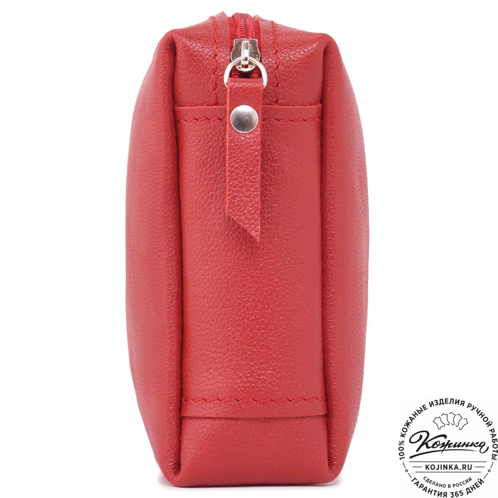 Кожаная косметичка "Прима" (красная)