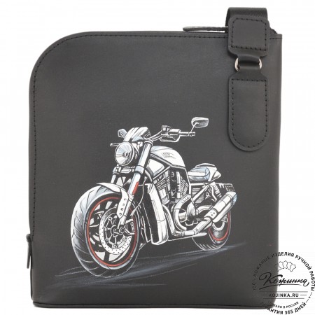  Кожаная сумка "Родос" "Мотоцикл" (черная)