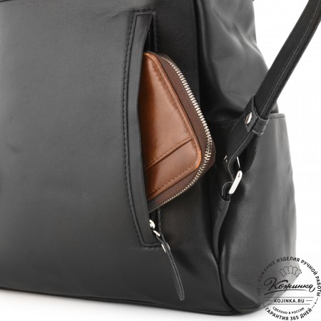 Женский кожаный рюкзак "Франческа" (черный)