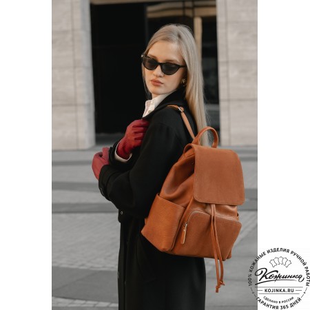 Женский кожаный рюкзак "Франческа" (черный)