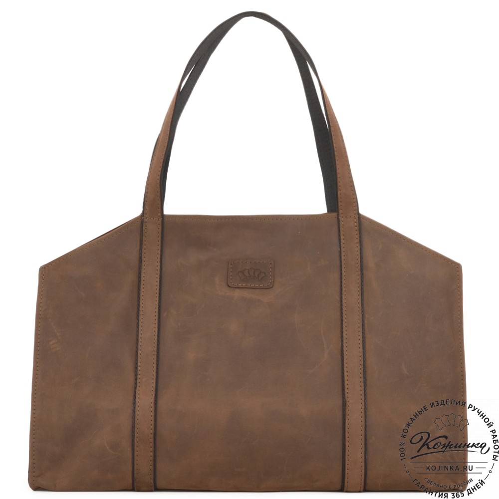 Кожаная шоппер-дровница "Родео" (темно-коричневый крейзи)