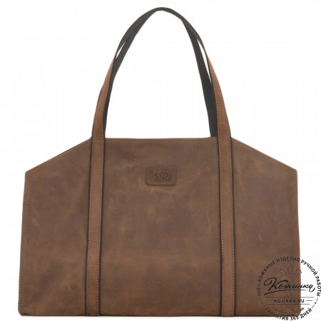 Кожаная шоппер-дровница "Родео" (темно-коричневый крейзи)