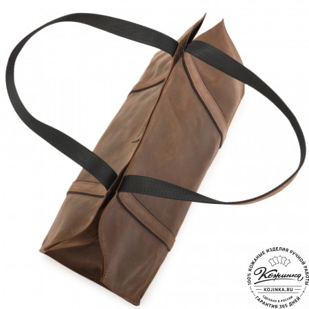 Кожаная шоппер-дровница "Родео" (темно-коричневый крейзи)