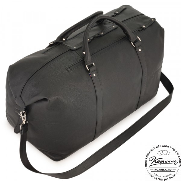 Кожаная дорожно-спортивная сумка "Англия БИГ" (фактура черный). фото 1