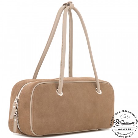 Женская кожаная сумка "Тамань" велюр (капучино)