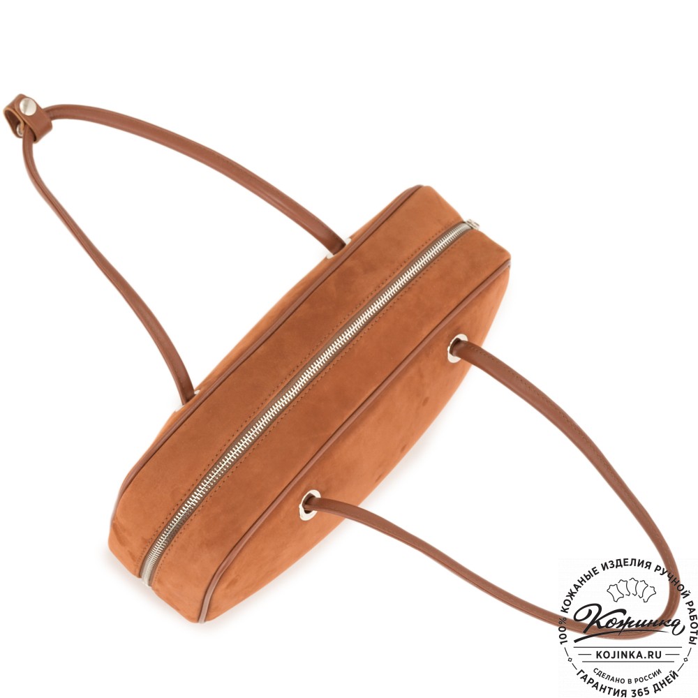 Женская кожаная сумка "Тамань" велюр (рыжий)