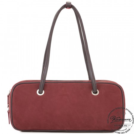 Женская кожаная сумка "Тамань" велюр (вишня)