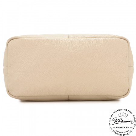 Женская кожаная сумка "Винтаж" с ключницей (серо-бежевый)