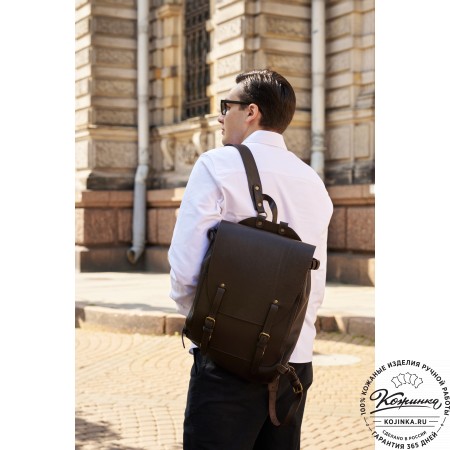 Кожаный рюкзак "Рафаэль New" (коричневый с темно-коричневым)