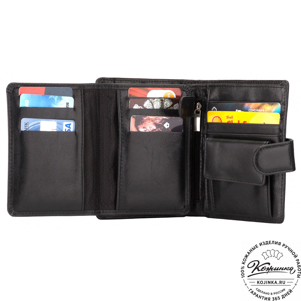 Кожаное портмоне "Пушкин" (чёрное)