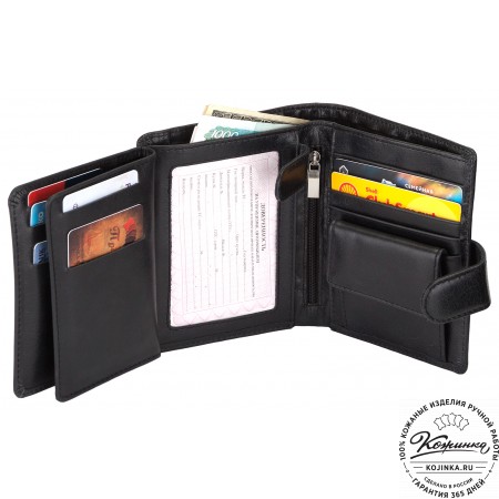 Кожаное портмоне "Пушкин" (чёрное)