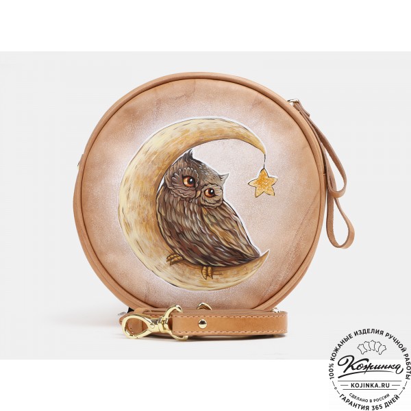 Женская кожаная сумка "Келли" "Совёнок" (бежевая). фото 1