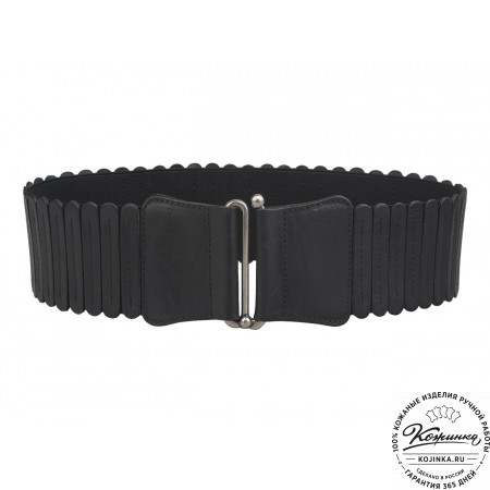 Кожаный пояс-резинка RZ42-80 (чёрный) 