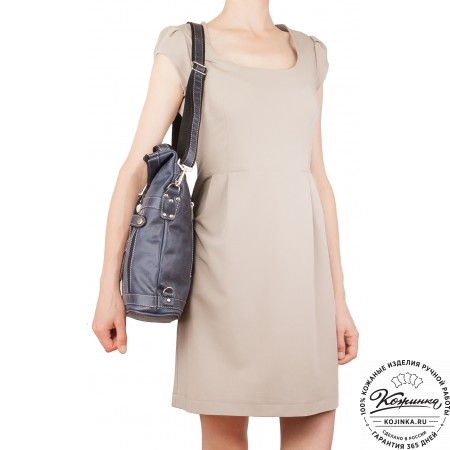 Кожаная сумка-рюкзак «Бора-бора» (темно-синий)