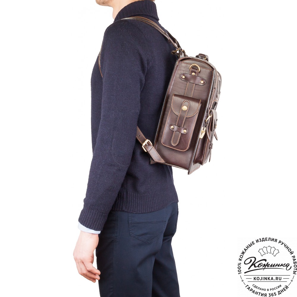 Кожаный ранец-портфель "Джонн" (темно-коричневый)
