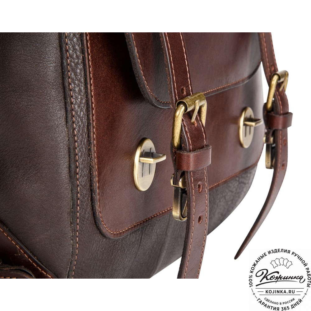 Кожаный рюкзак "Рафаэль New" (коричневый с темно-коричневым)
