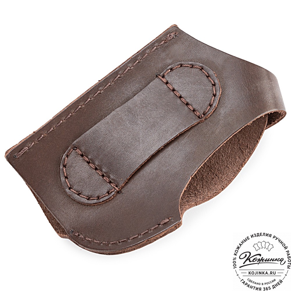 Кожаная поясная кобура  для пистолета "Добрыня" (темно-коричневая)