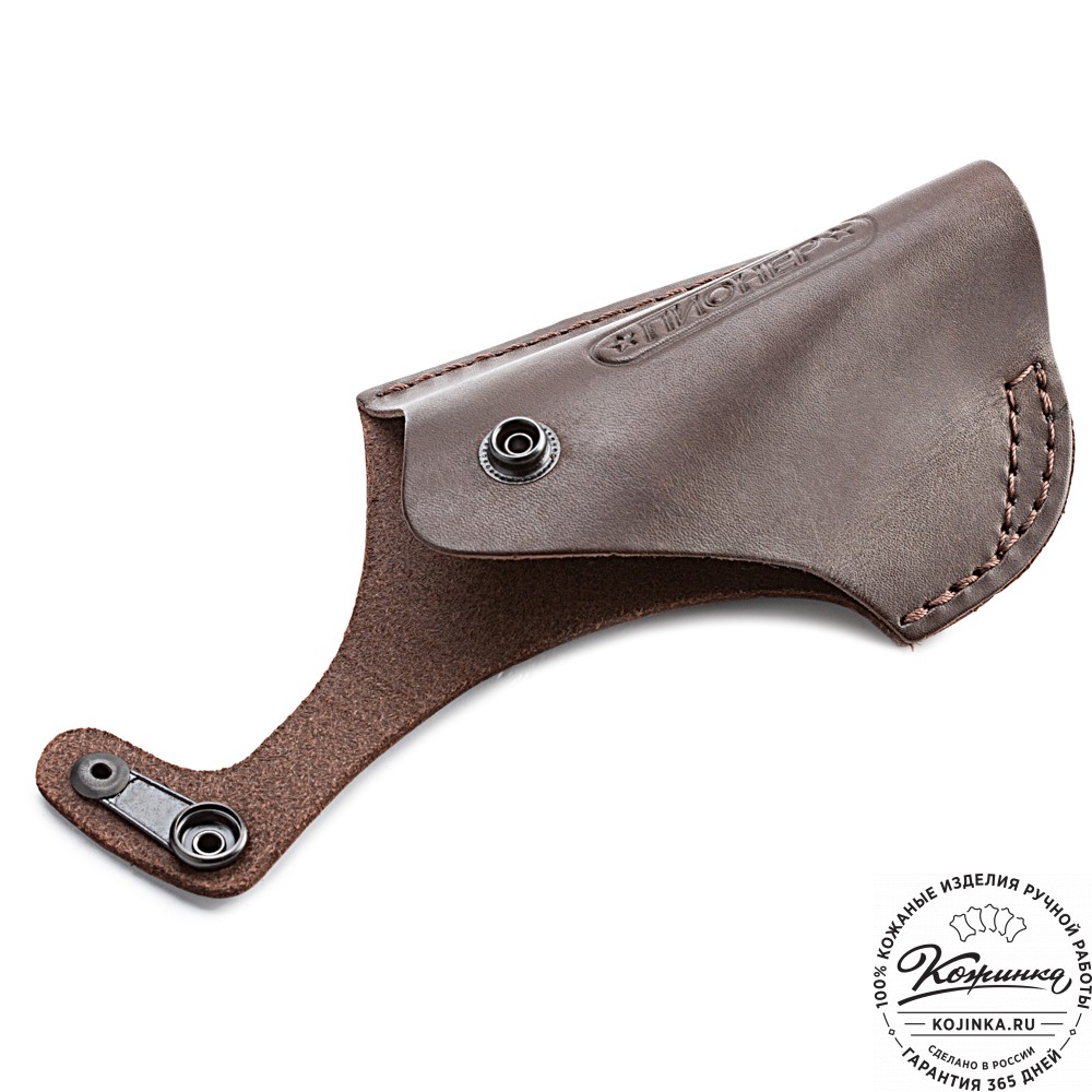 Кожаная поясная кобура  для пистолета "Пионер" (тёмно-коричневая)