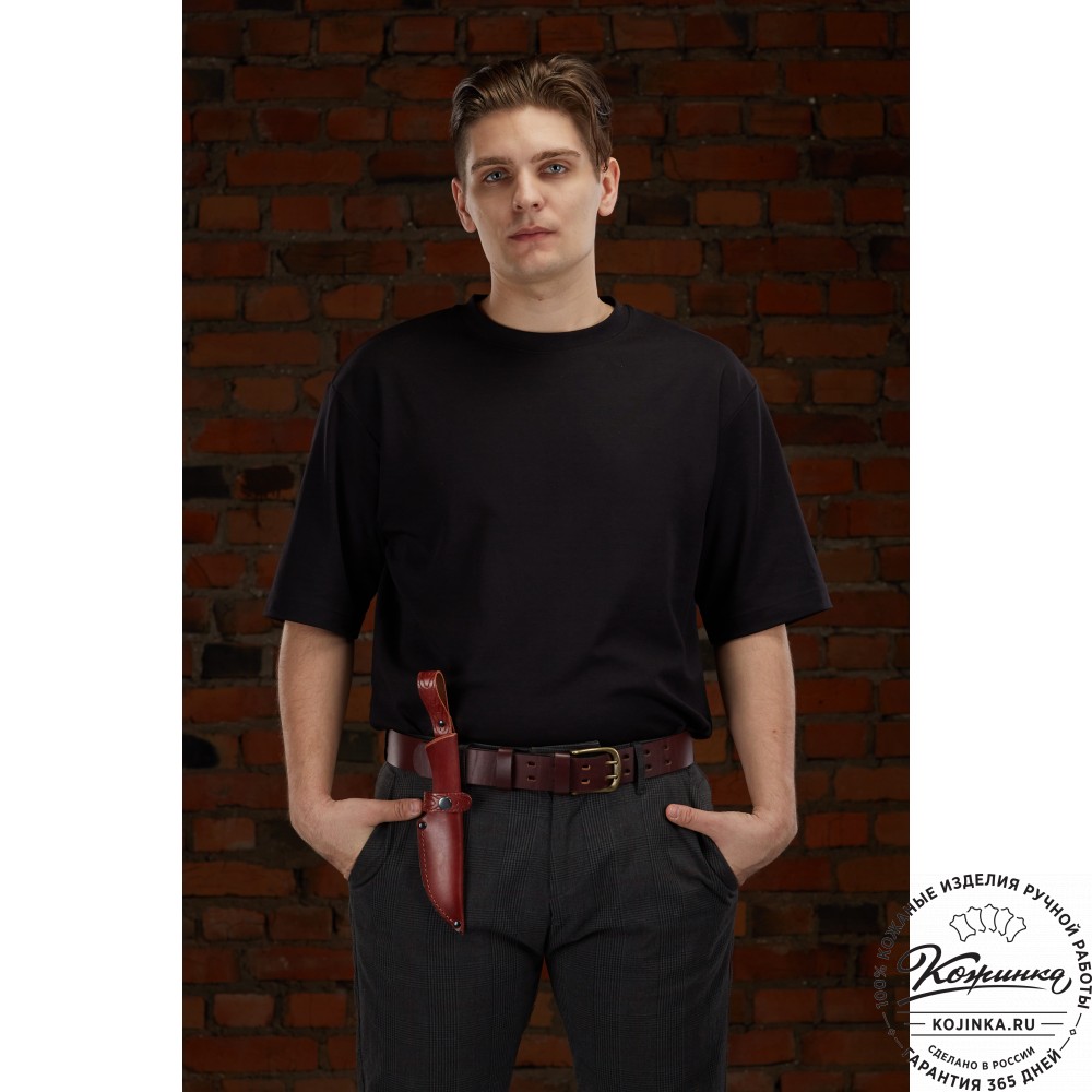 Кожаные ножны для ножа европейского типа  с длиной клинка 13 см (черные)