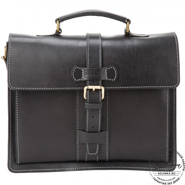 Мужской кожаный портфель "Премьер" (чёрный). фото 1