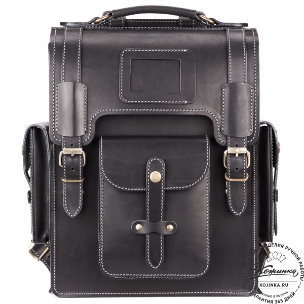 Кожаный ранец-портфель "Джон" (черный). фото 1