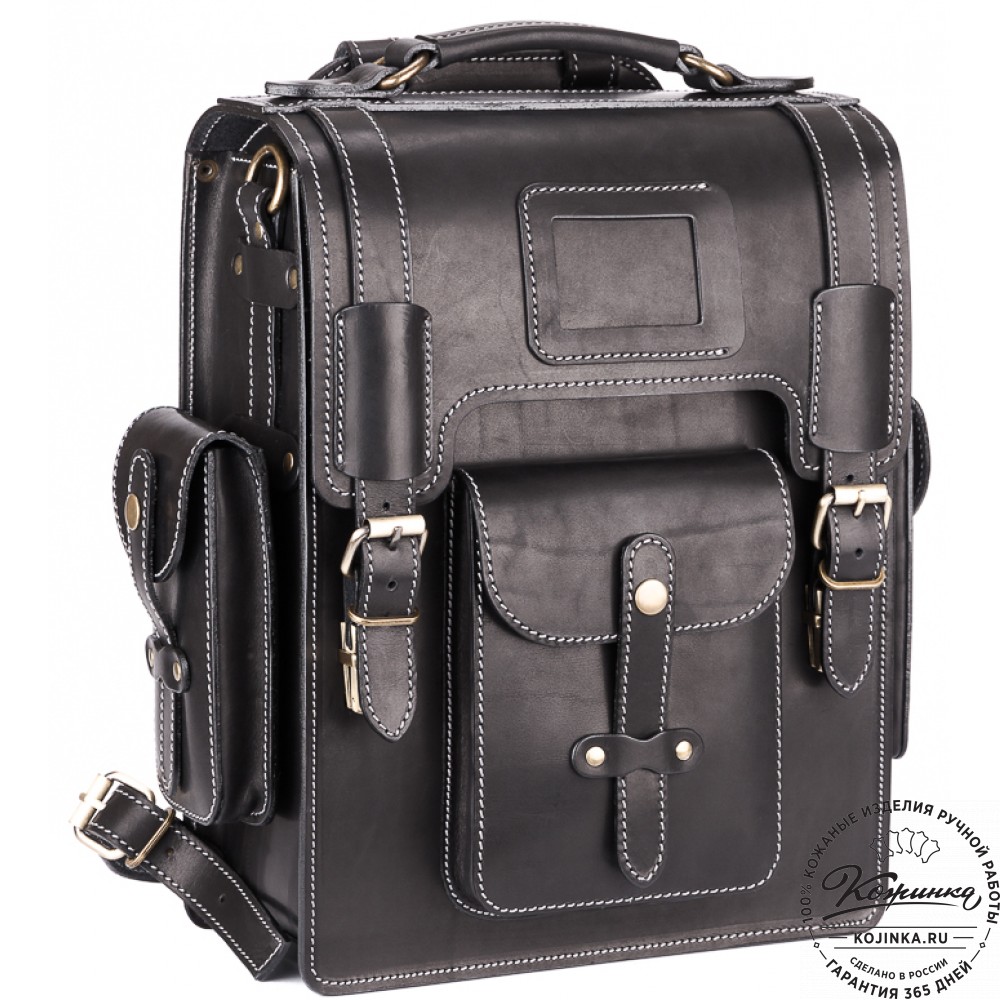 Кожаный ранец-портфель "Джон" (черный)