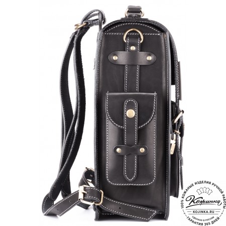 Кожаный ранец-портфель "Джон" (черный)
