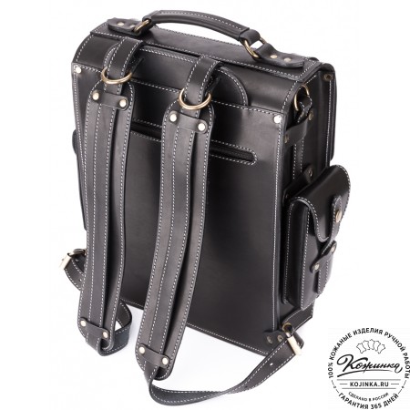 Кожаный ранец-портфель "Джон" (черный)