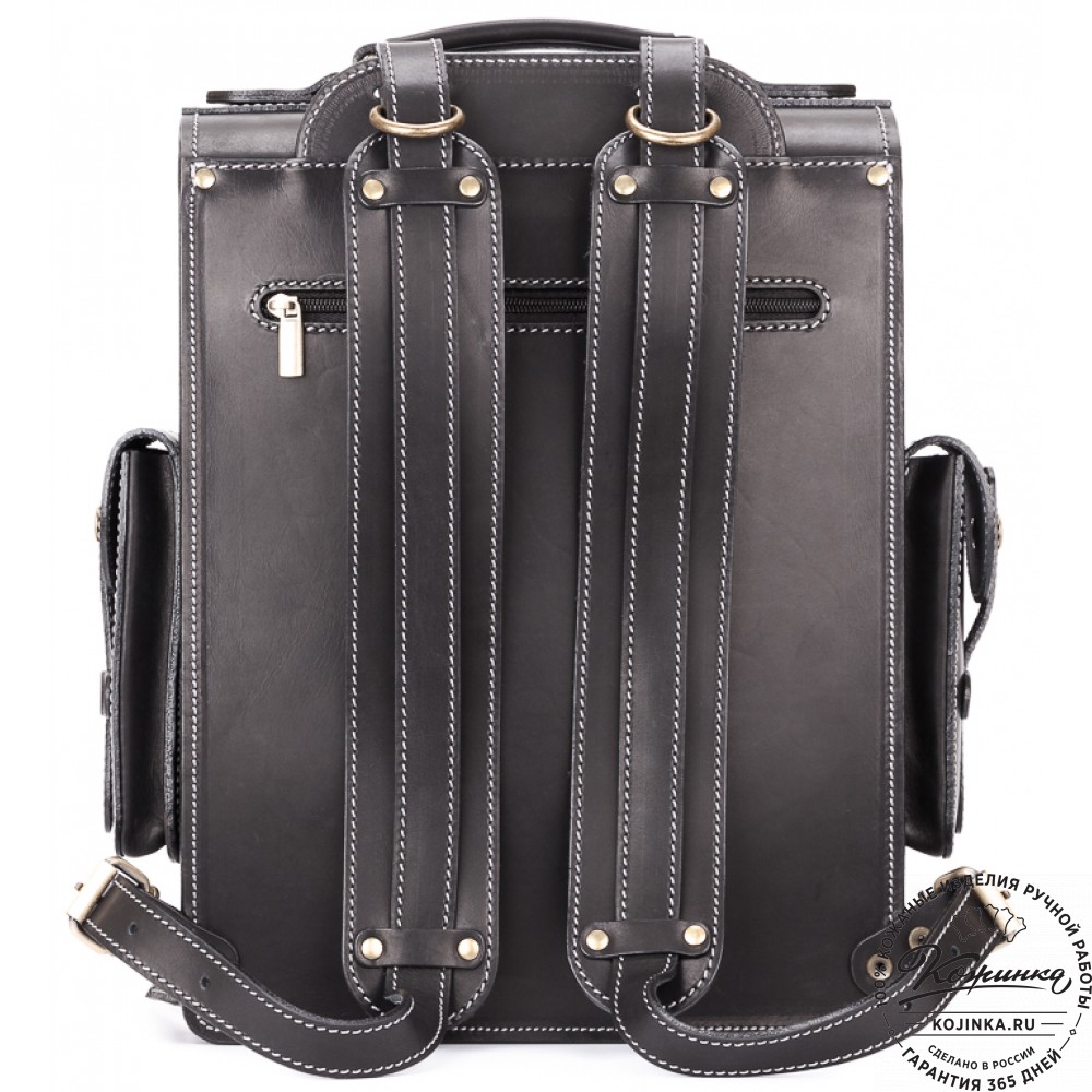 Кожаный ранец-портфель "Джон" (черный)