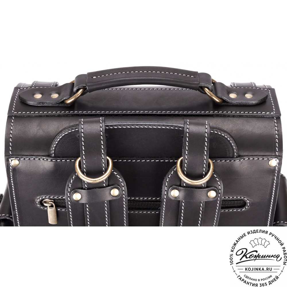Кожаный ранец-портфель "Джон" (черный)