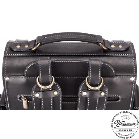 Кожаный ранец-портфель "Джон" (черный)