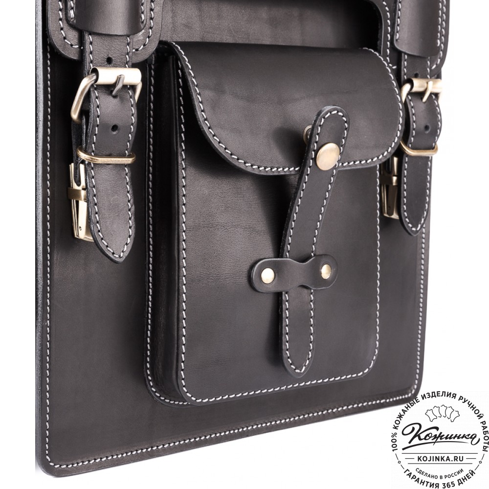 Кожаный ранец-портфель "Джон" (черный)