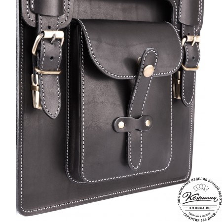 Кожаный ранец-портфель "Джон" (черный)