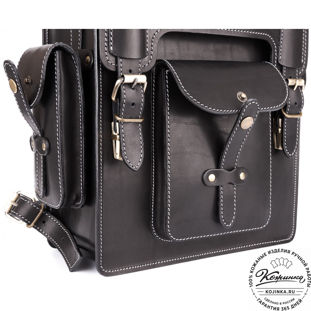 Кожаный ранец-портфель "Джон" (черный)