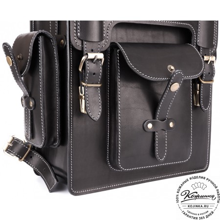 Кожаный ранец-портфель "Джон" (черный)