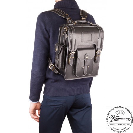 Кожаный ранец-портфель "Джон" (черный)