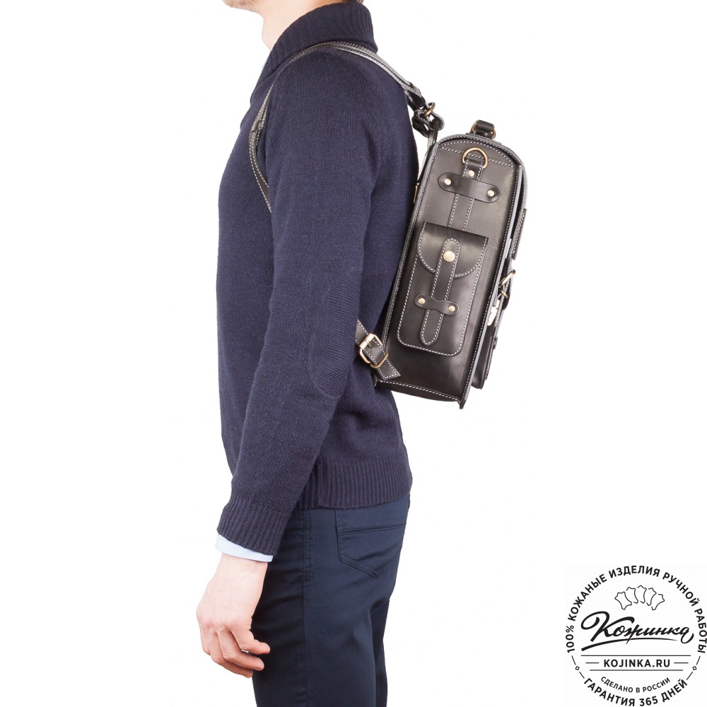 Кожаный ранец-портфель "Джон" (черный)