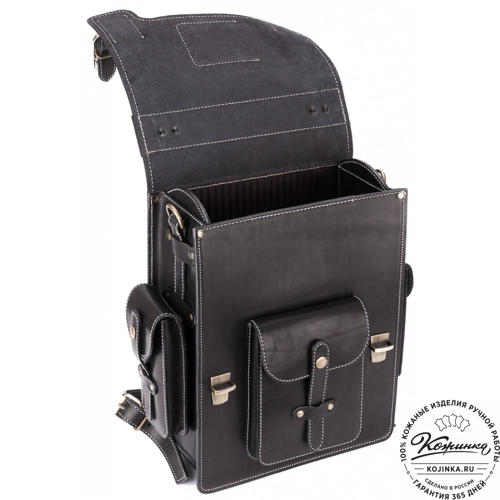 Кожаный ранец-портфель "Джон" (черный)