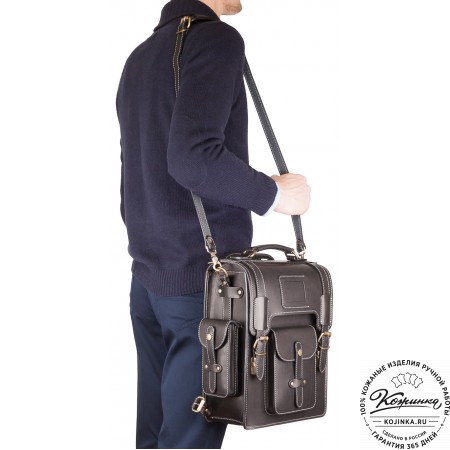 Кожаный ранец-портфель "Джон" (черный)