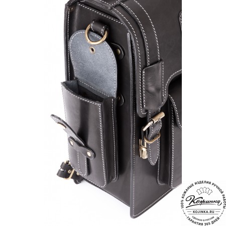 Кожаный ранец-портфель "Джон" (черный)