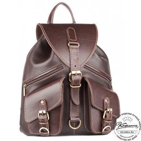 Кожаный рюкзак "Пилот" (темно-коричневый)
