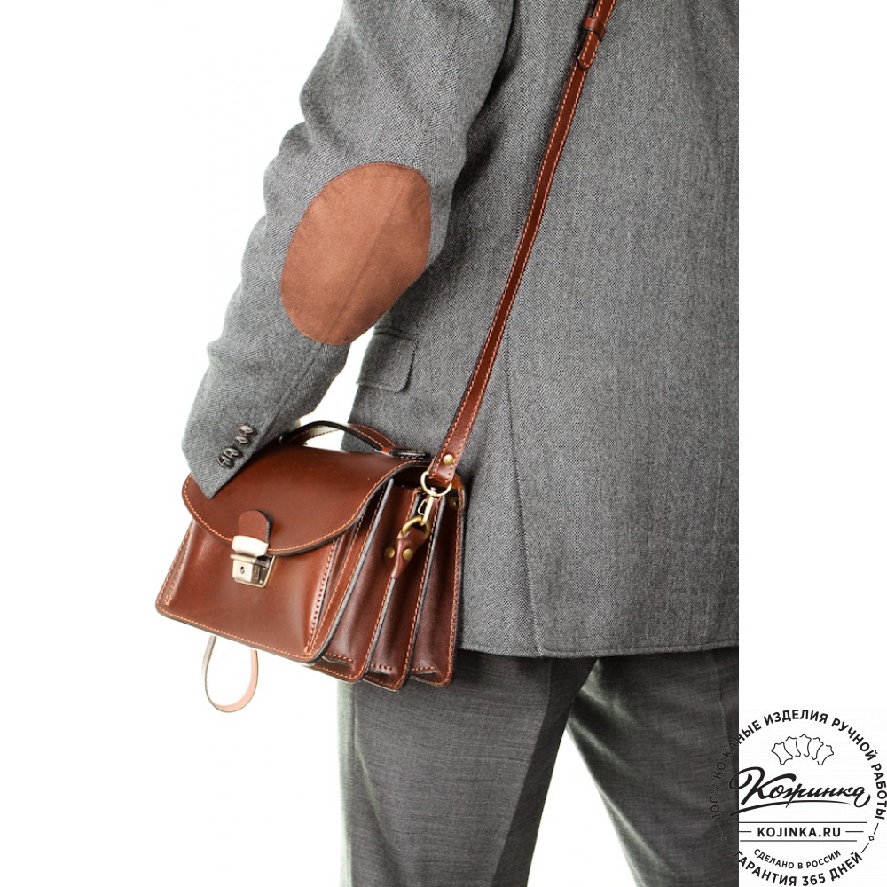 Кожаная барсетка "БС-Б1" (тёмно-коричневая)