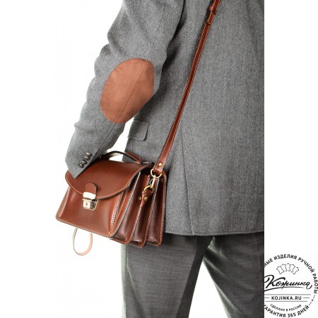Кожаная барсетка "БС-Б1" (тёмно-коричневая)
