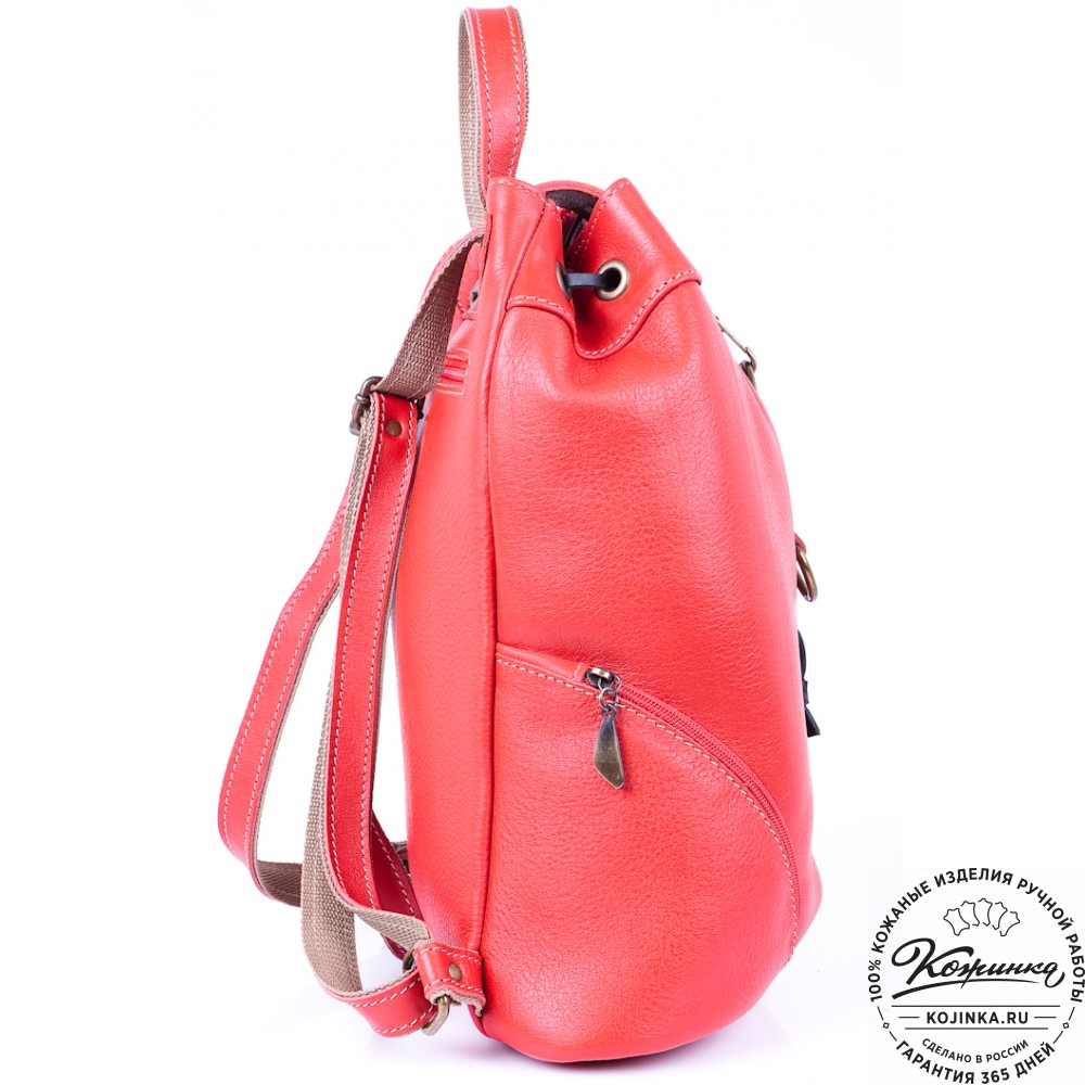 Женский кожаный рюкзак "Скиппи" (красный)