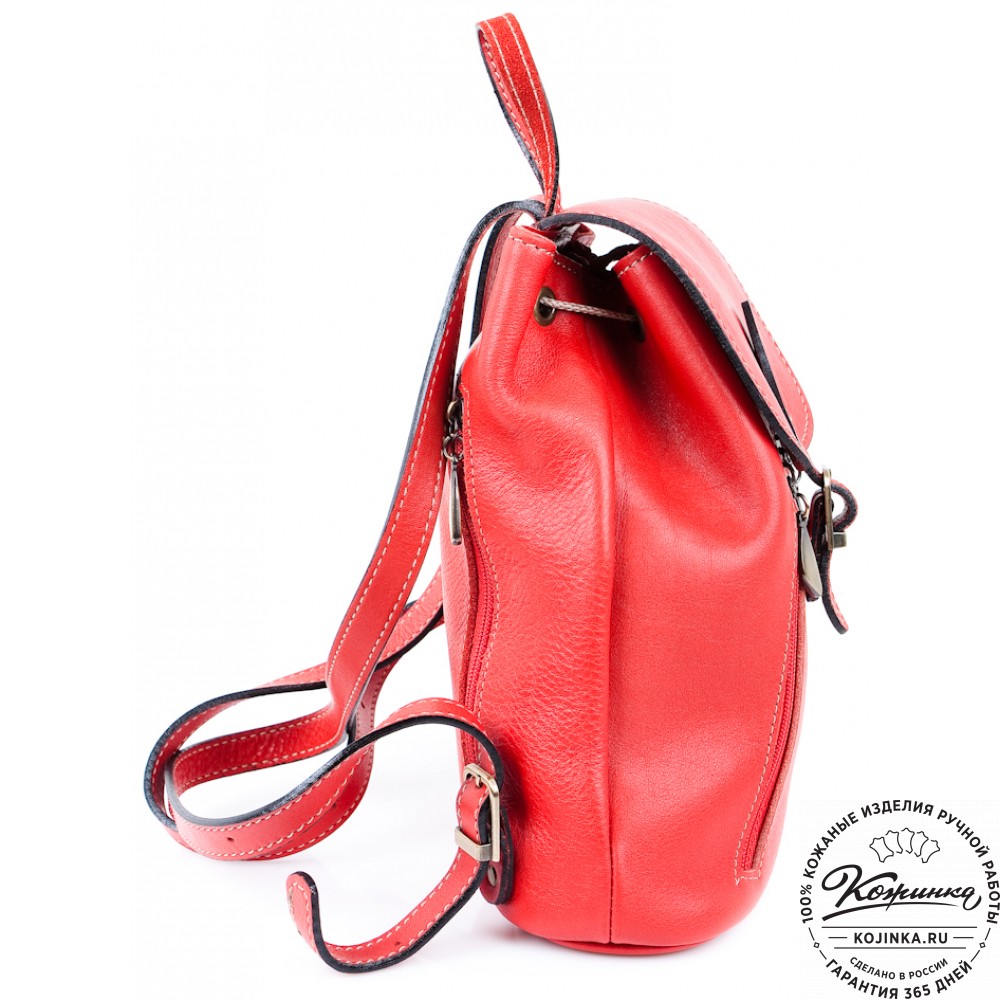 Женский кожаный рюкзак "Жоли" (красный)