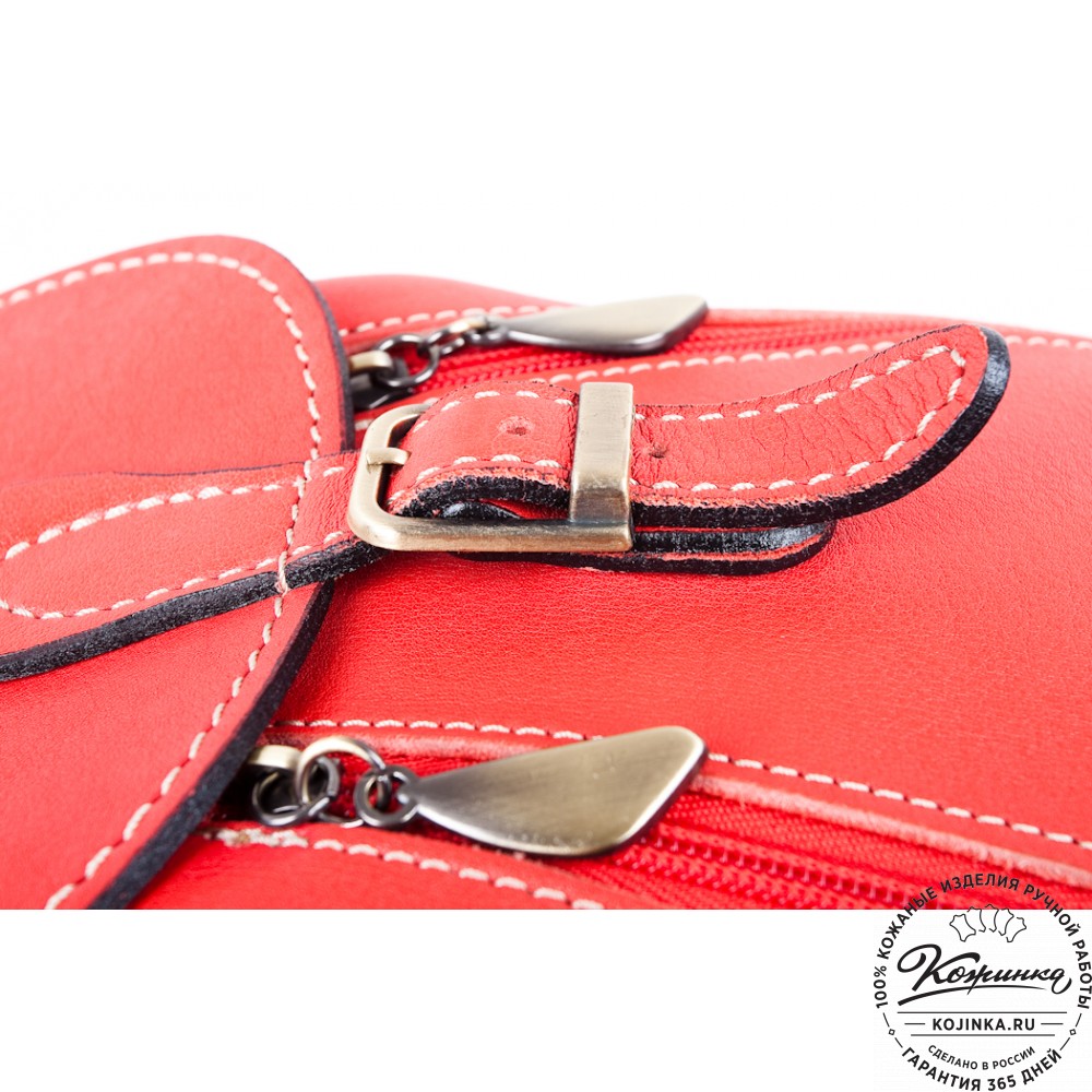 Женский кожаный рюкзак "Жоли" (красный)