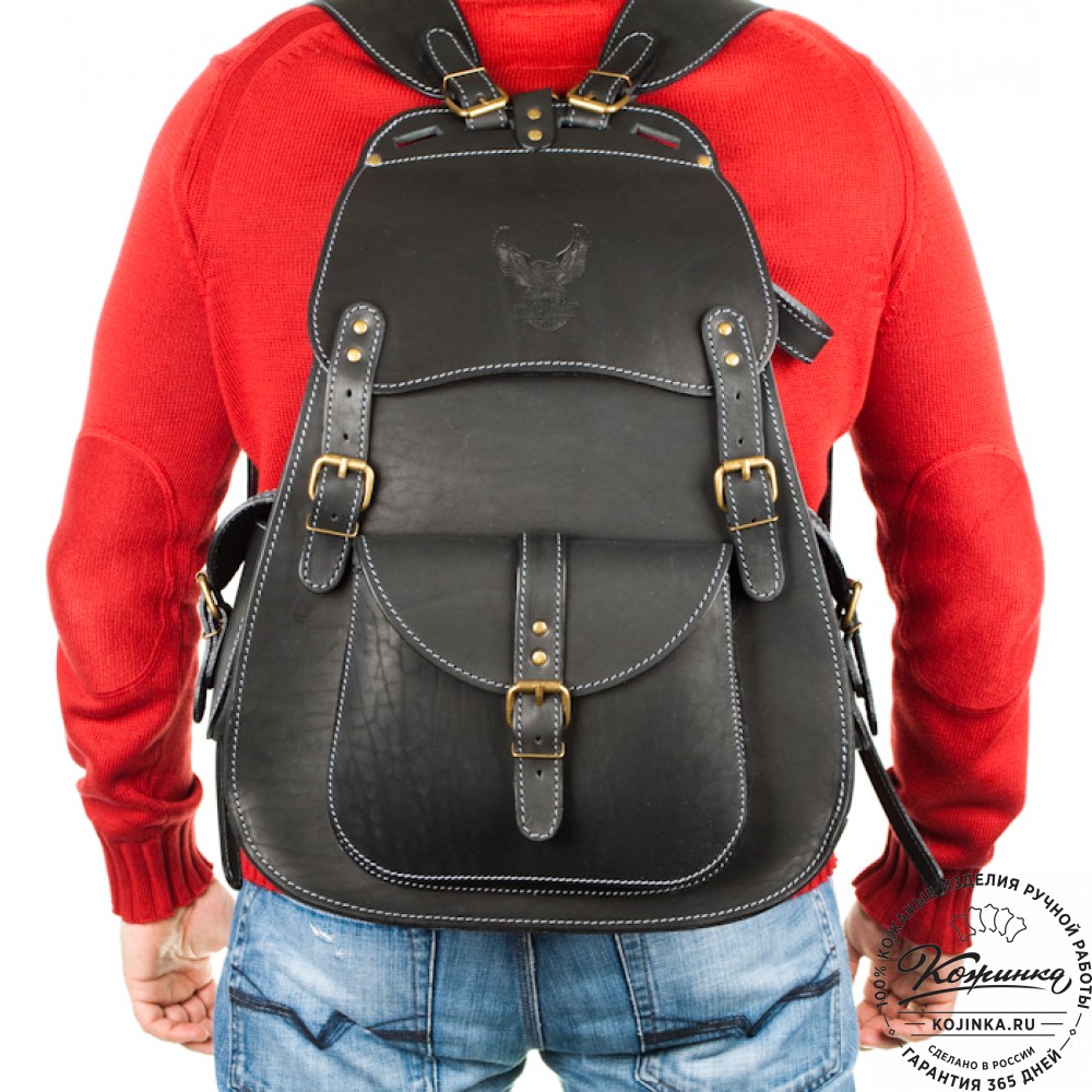 Мужской кожаный рюкзак "Байкер" (коричневый)