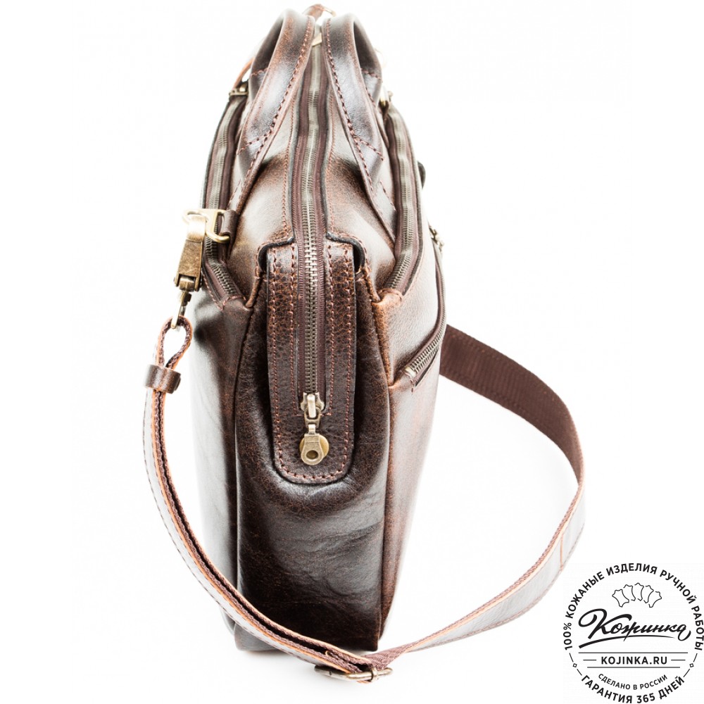 Кожаная деловая сумка "Гранд" (коричневый эксклюзив)